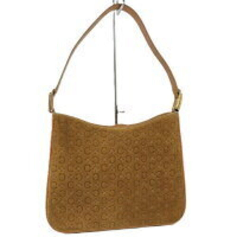 CELINE Shoulder Bag Macadam Suede Camel Tan